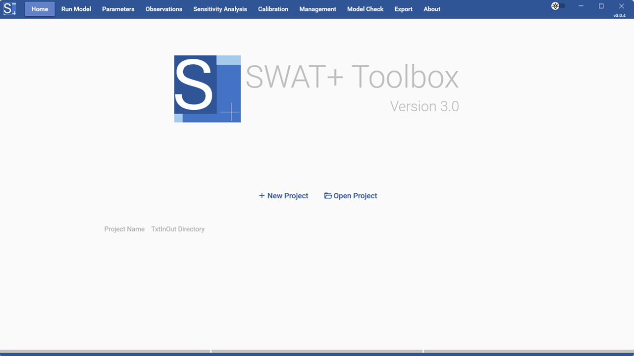 Image of the SWAT+ Toobox start page