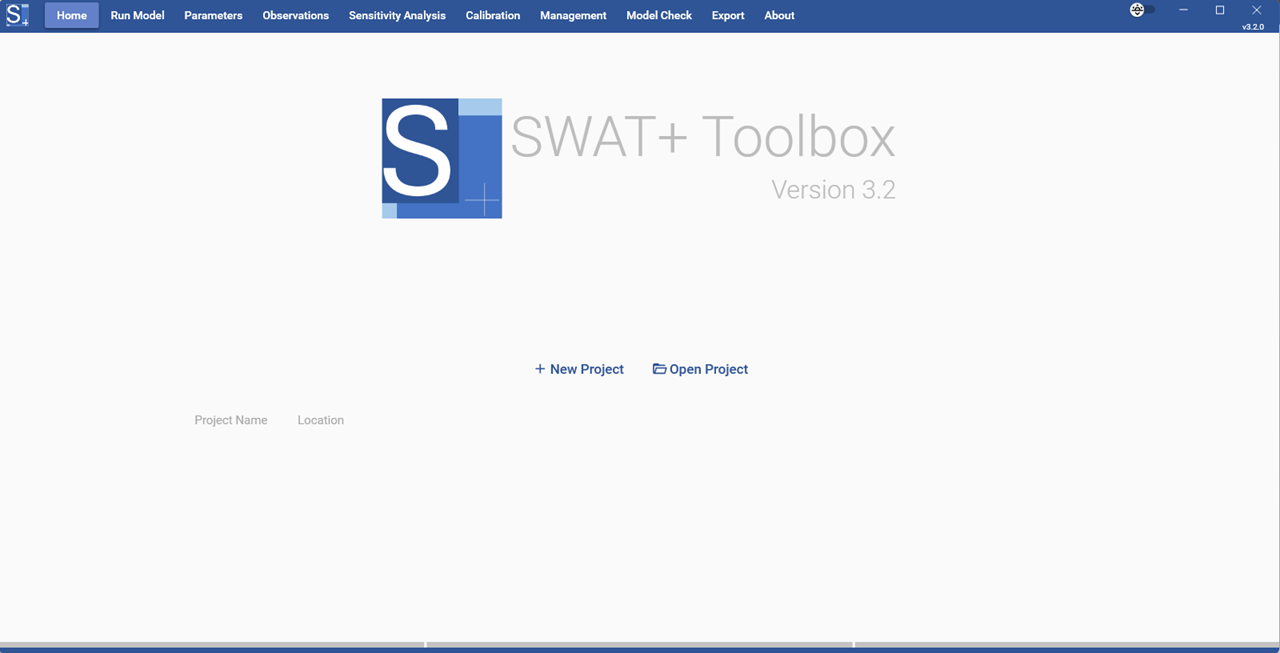 Image of the SWAT+ Toobox start page
