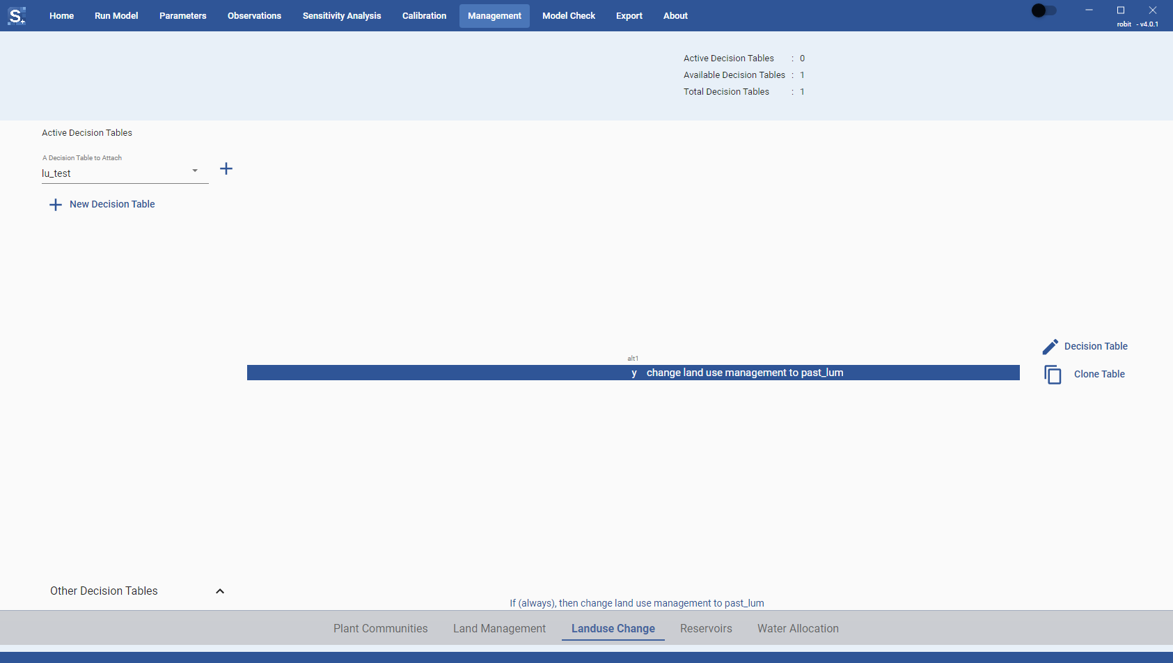 Landuse Change tab